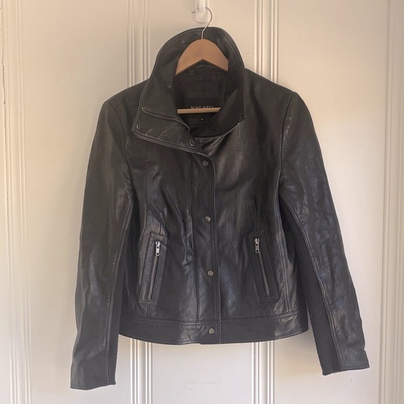 Nine West Classic Black Leather Jacket - Picture 3 of 8